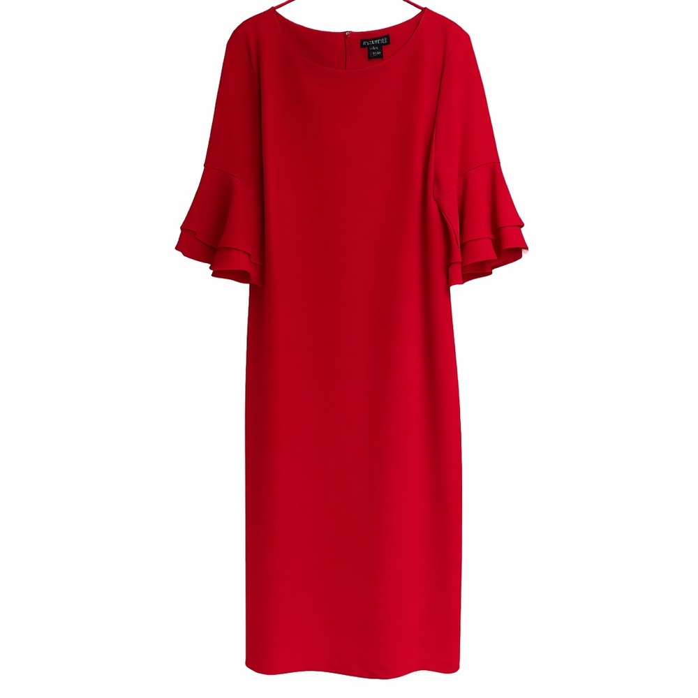 Liz Claiborne Vibrant Red 3/4 Sleeve Dress
